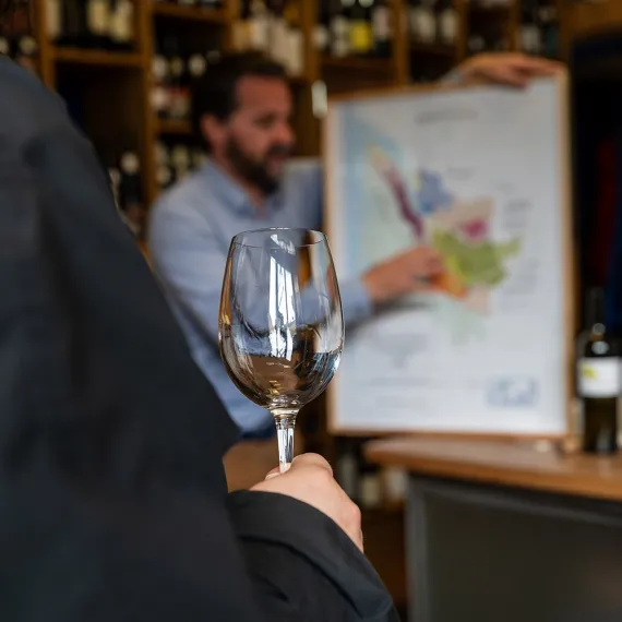 Explication vignoble pendant une dégustation de vin