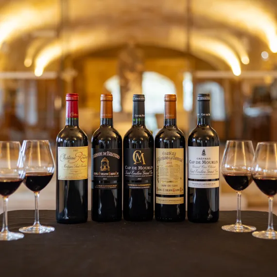 Bouteilles de dégustation vin de Saint-Emilion