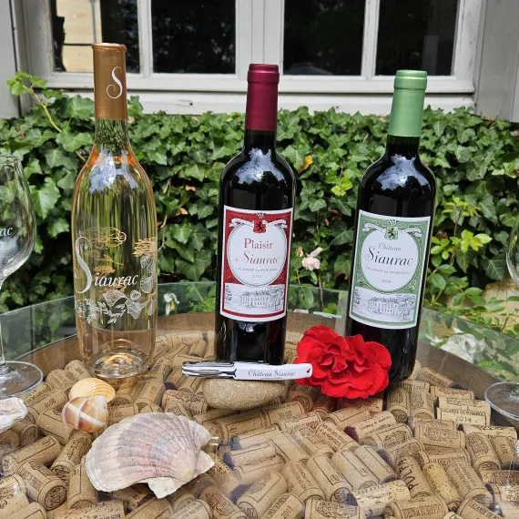 Trois bouteilles de vins du château de Siaurac