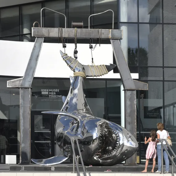 Requin à l'extérieur du Musée Mer Marine @Michel Dubau